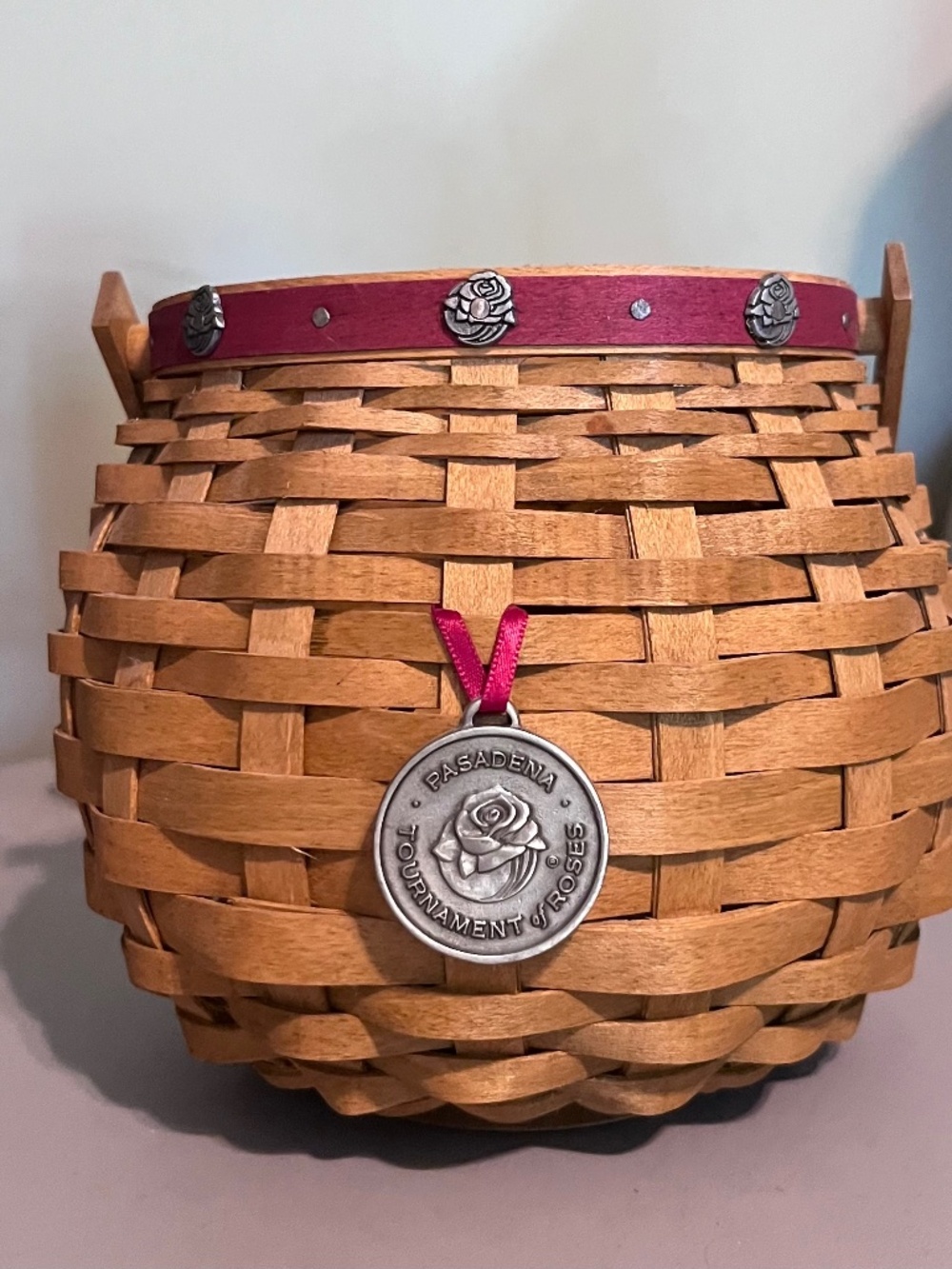 Vintage Longaberger 2004 Tournament of Roses Basket with Pewter Tie-On